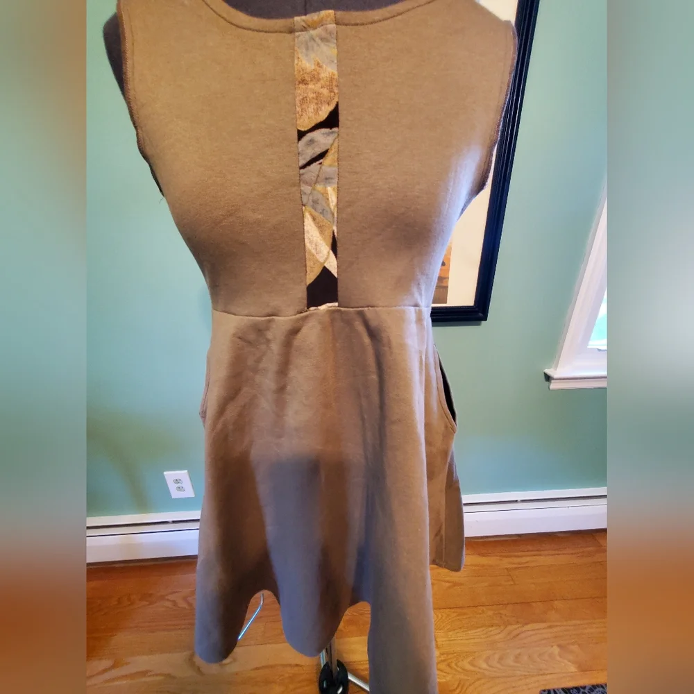 Unique Elegant Tan Sleeveless Baby Doll Dress By Wisdom Eye - Picture 5 of 11